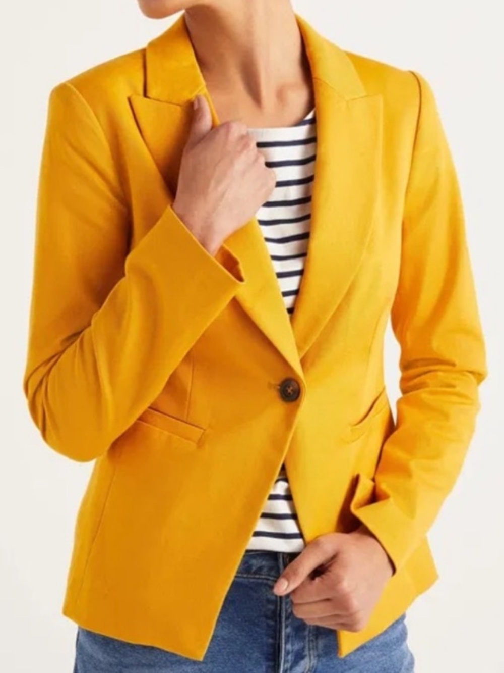 Boden Yellow Single-Button Blazer